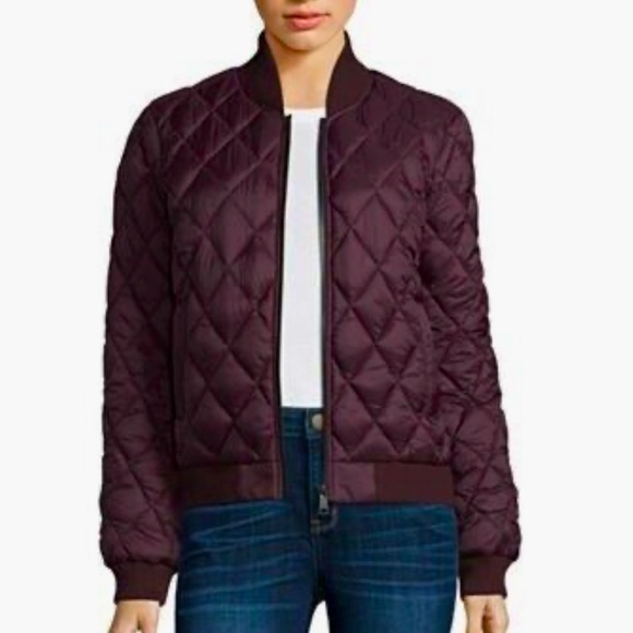 Women's a.n.a Lightweight Zip-up Bomber Jacket. Size: Medium. Color: Merlot - Picture 1 of 12